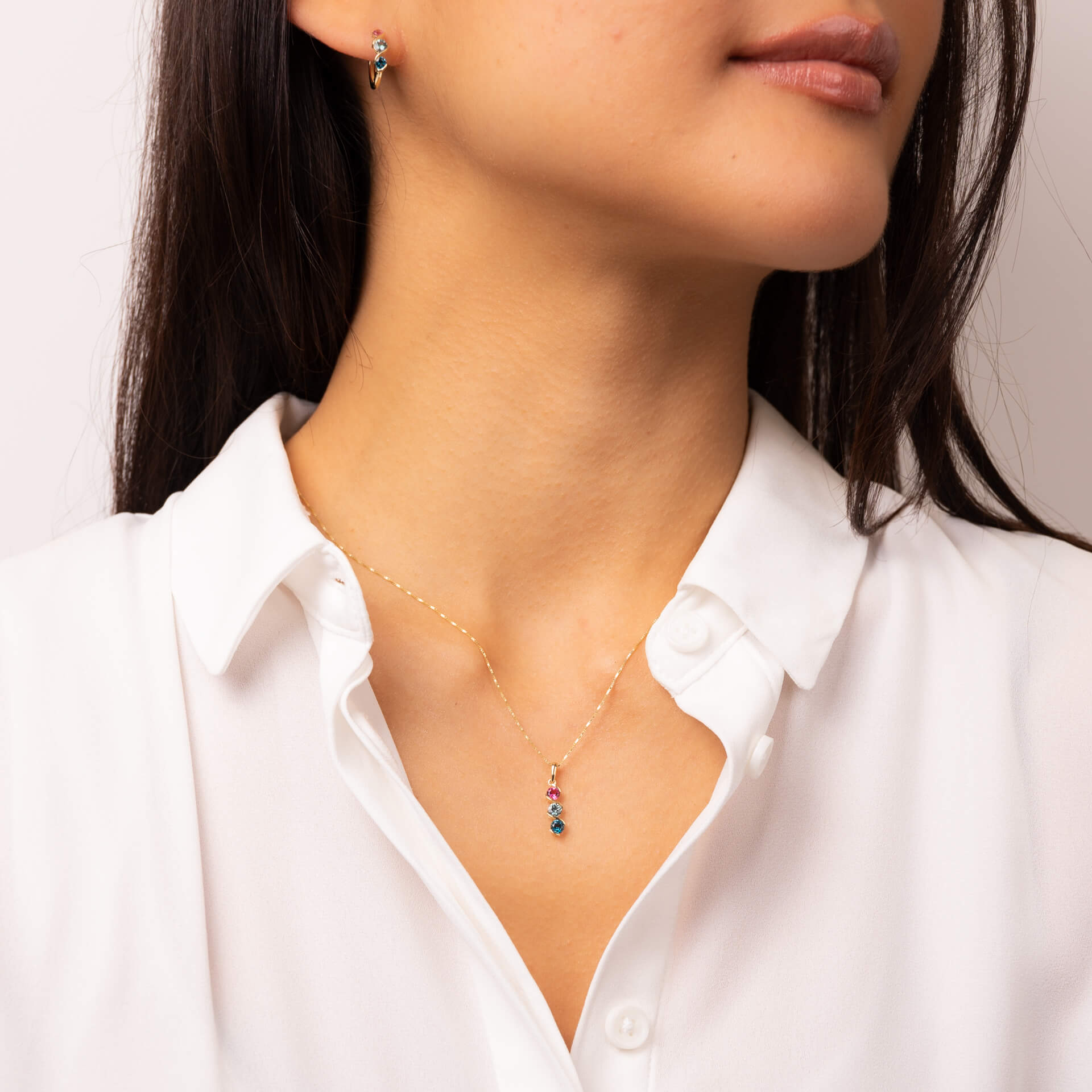 Gecko Jewellery Amalfi Three Colour Twist Pendant – Sapphire & Topaz