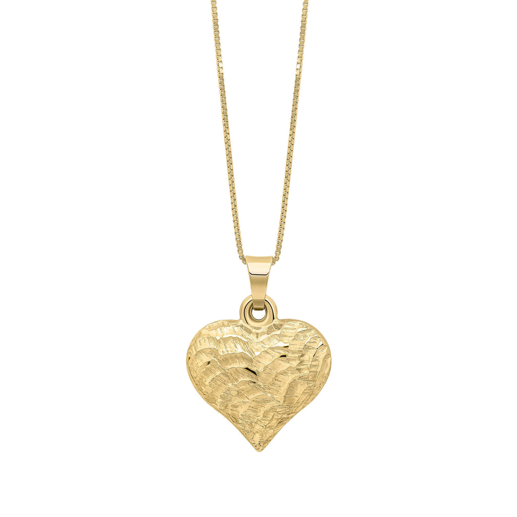 Gecko Jewellery 9ct Yellow Gold Heart Ripple Texture Pendant Necklace