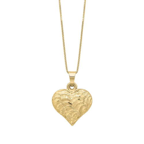 Gecko Jewellery 9ct Yellow Gold Heart Ripple Texture Pendant Necklace