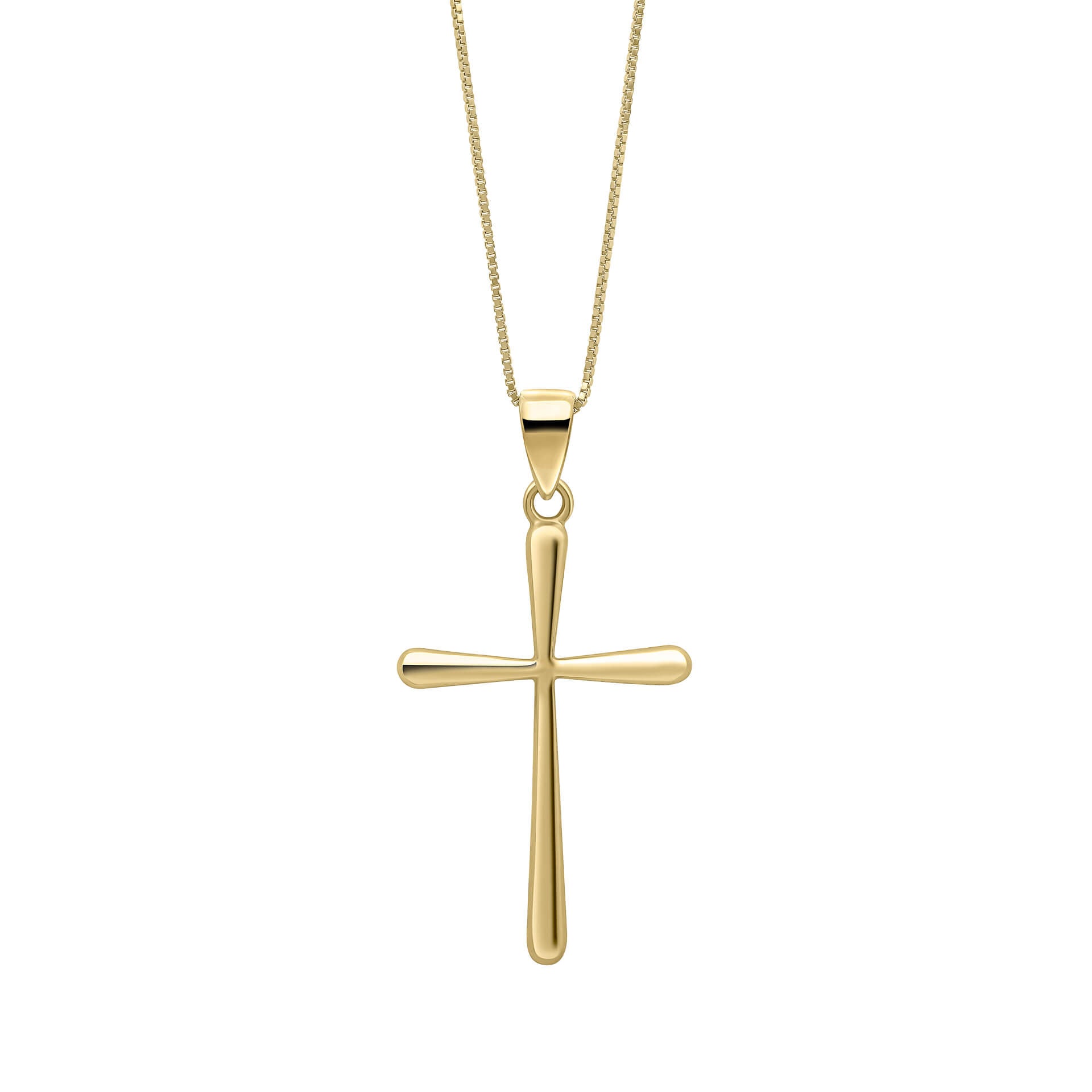 Gecko Jewellery Tapered Cross Pendant | 9ct Yellow Gold Polished Finish