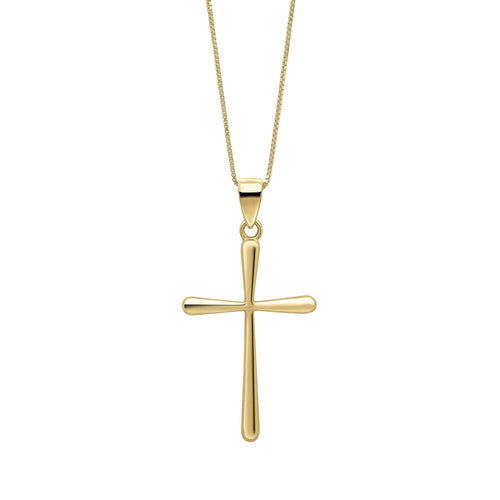 Gecko Jewellery Tapered Cross Pendant | 9ct Yellow Gold Polished Finish