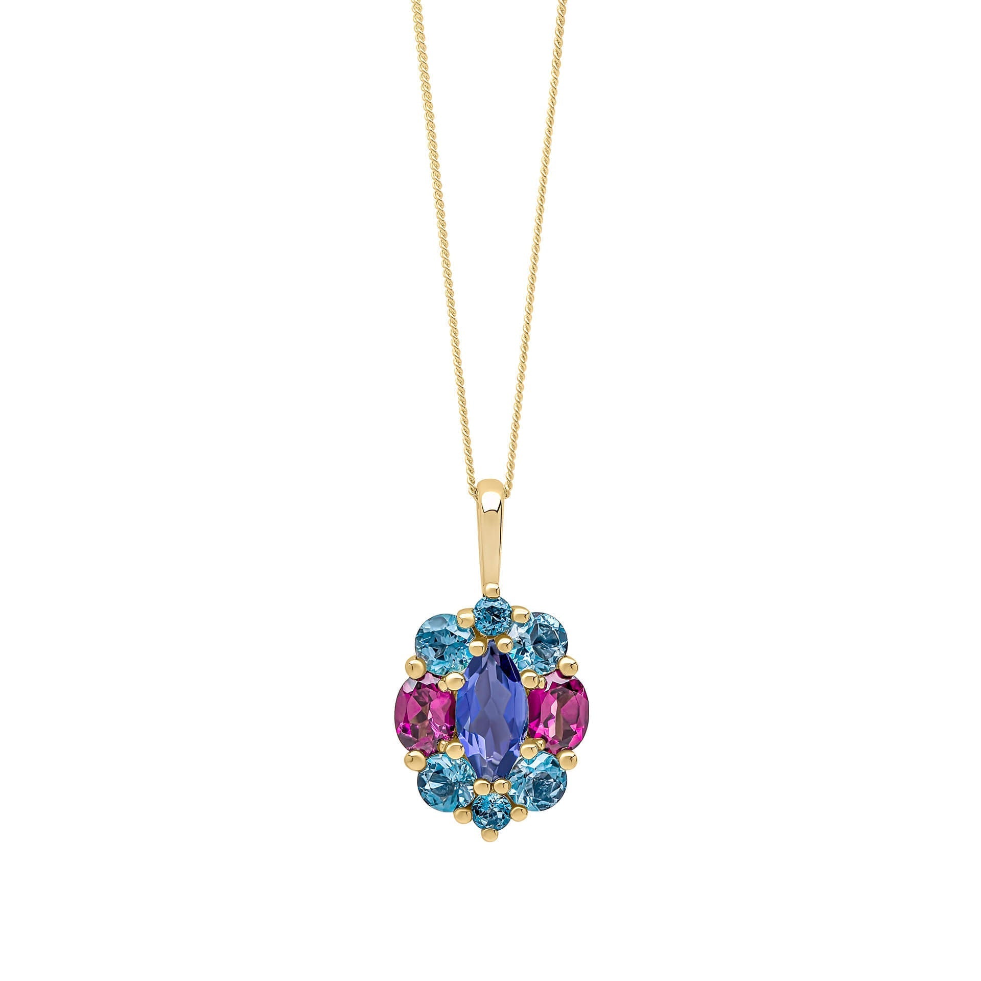 Gecko Jewellery Barcelona 9ct Gold Multi-Stone Cluster Pendant