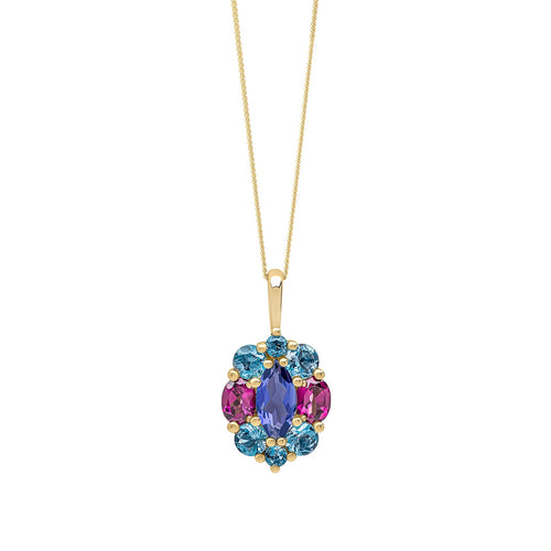 Gecko Jewellery Barcelona 9ct Gold Multi-Stone Cluster Pendant