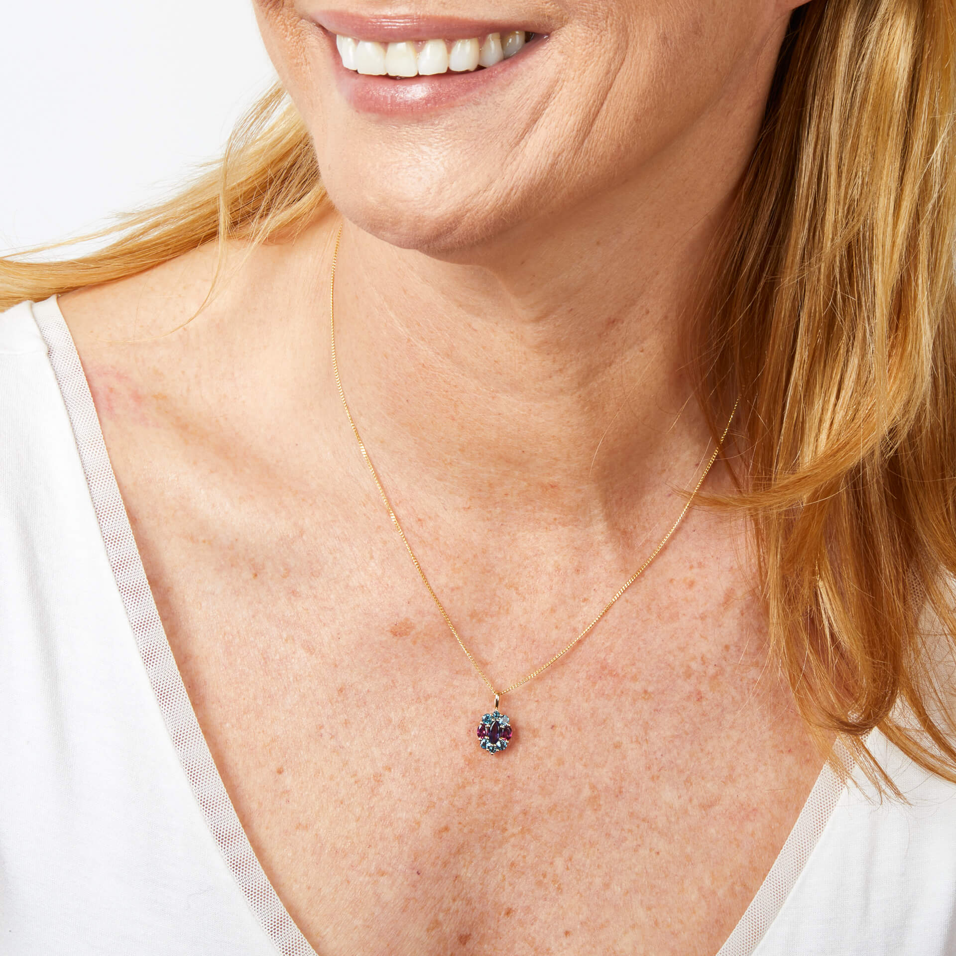 Gecko Jewellery Barcelona 9ct Gold Multi-Stone Cluster Pendant