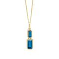 Gecko Jewellery London Blue Topaz 9ct Yellow Gold Emerald Cut Pendant