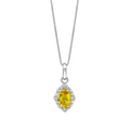 Gecko Jewellery Yellow Sapphire and Diamond Oval Pendant in 9ct White Gold
