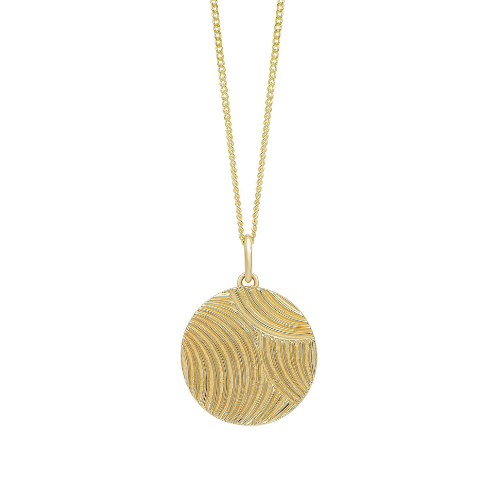Gecko Jewellery 9ct Gold Diamond Cut Ripple Round Disc Pendant