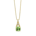 Gecko Jewellery 9ct Gold Green Sapphire and Diamond Cushion Pendant