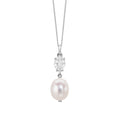Gecko Jewellery Baroque Pearl & White Topaz Pendant in 9ct White Gold