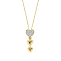 Gecko Jewellery 9ct Yellow Gold Triple Heart Diamond Drop Pendant