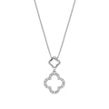 Gecko Jewellery 9ct White Gold Diamond Quatrefoil Drop Pendant