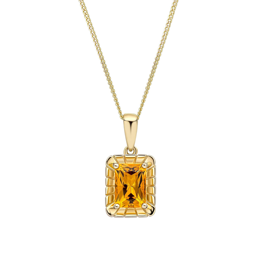 Gecko Jewellery 9ct Yellow Gold Octagon Citrine Pendant Necklace