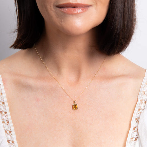 Gecko Jewellery 9ct Yellow Gold Octagon Citrine Pendant Necklace