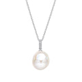 Gecko Jewellery Baroque Pearl & White Topaz 9ct White Gold Pendant