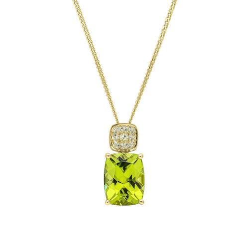 Gecko Jewellery 9ct Yellow Gold Cushion Cut Peridot Cluster Earrings