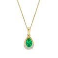Gecko Jewellery Teardrop Emerald and Diamond Pendant in 9ct Yellow Gold