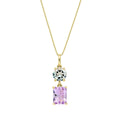 Gecko Jewellery Toi et Moi Green Quartz and Amethyst 9ct Gold Pendant