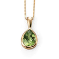 Gecko Jewellery 9ct Yellow Gold Peridot Teardrop Pendant - August Birthstone