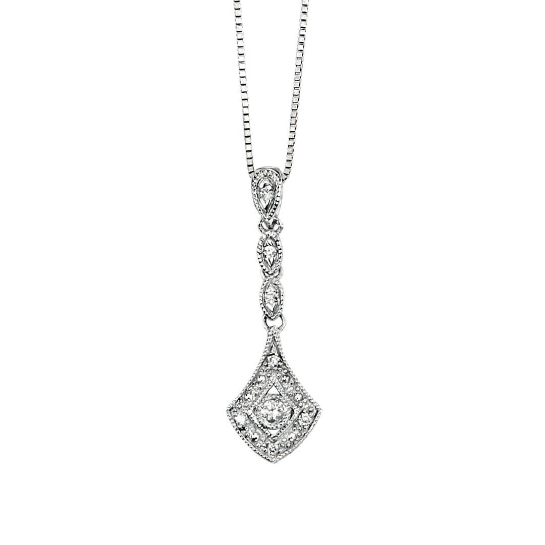 Gecko Jewellery Vintage Drop Pendant – 9ct Gold with Diamond Sparkle