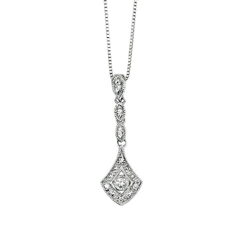 Gecko Jewellery Vintage Drop Pendant – 9ct Gold with Diamond Sparkle