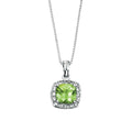 Gecko Jewellery Cushion Cut Peridot & Diamond Pendant in 9ct Gold