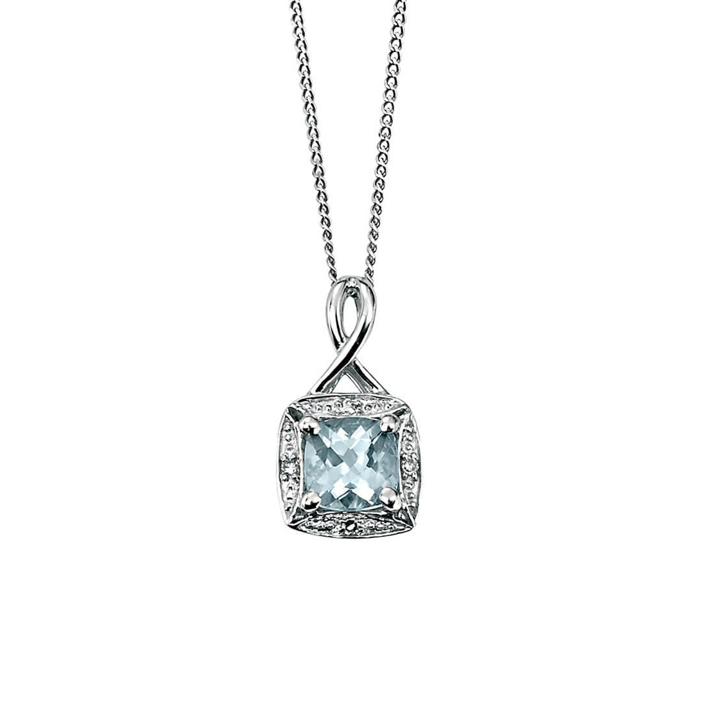 Gecko Jewellery 9ct Gold Semi-Precious Twist Pendant with Diamonds