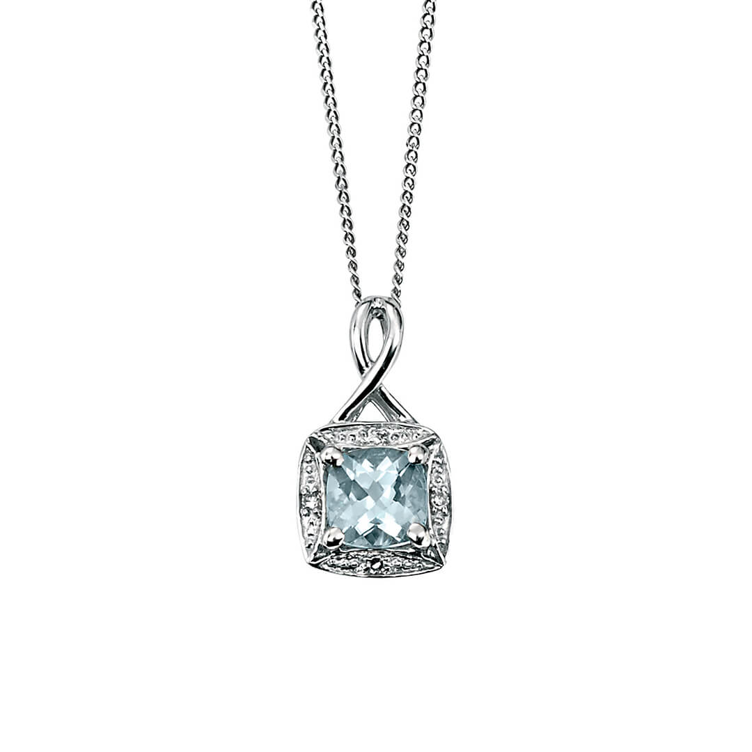 Gecko Jewellery 9ct Gold Semi-Precious Twist Pendant with Diamonds
