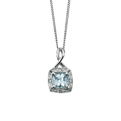 Gecko Jewellery 9ct Gold Semi-Precious Twist Pendant with Diamonds