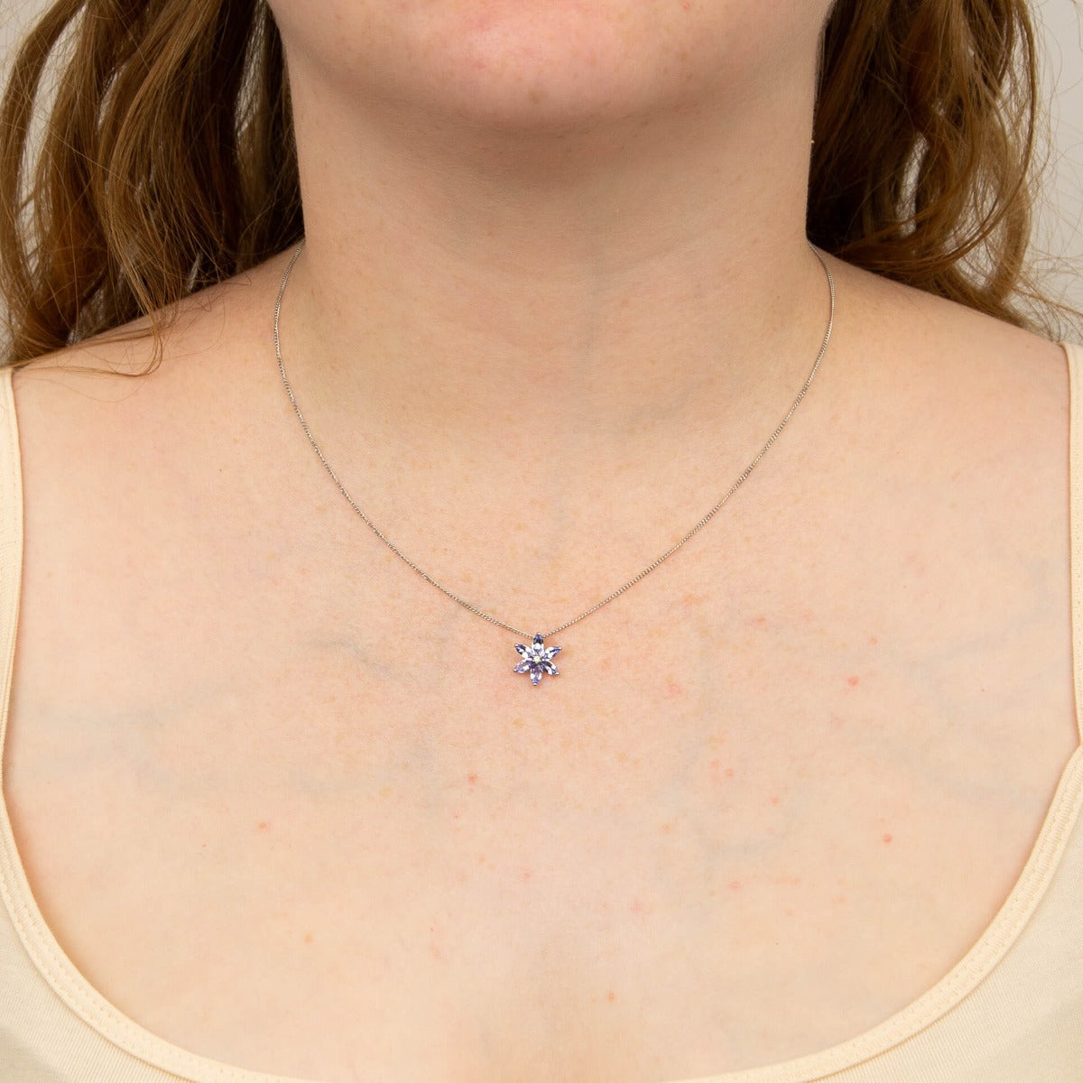 Gecko Jewellery Tanzanite and Diamond Flower Pendant in 9ct Gold