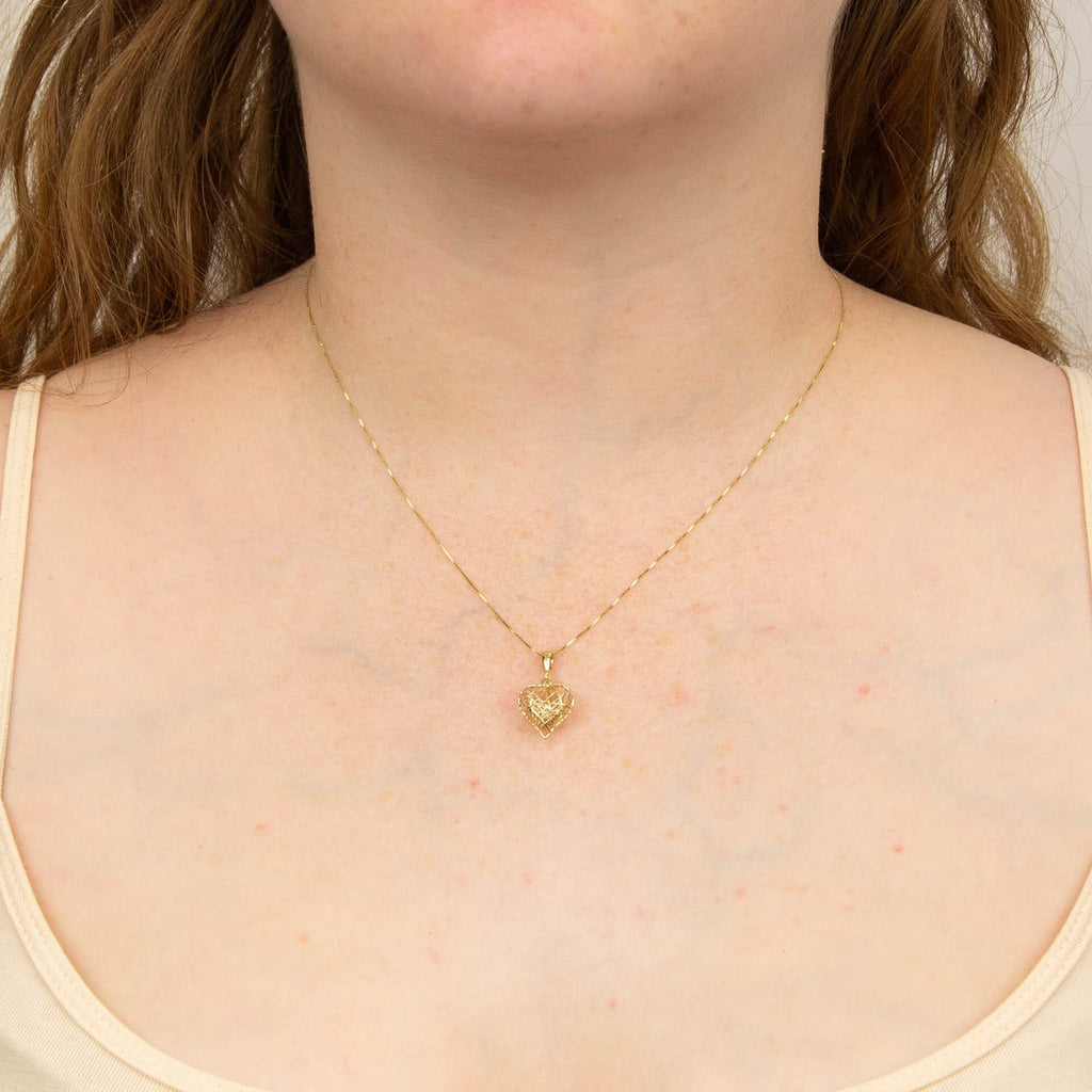 Gecko Jewellery 9ct Yellow Gold Caged Heart Pendant for Women