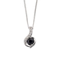 Blue Sapphire and Diamond Swirl Pendant in 9ct White Gold | Gecko