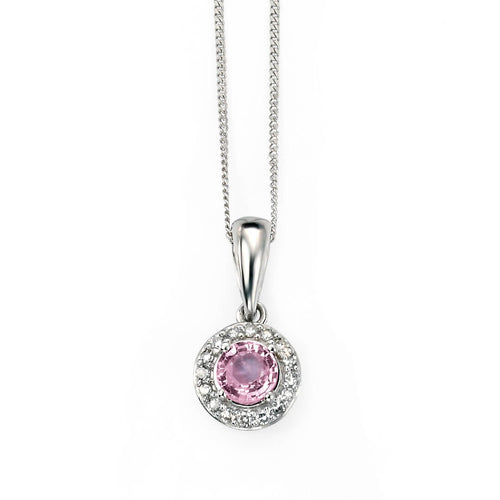 Pink Sapphire and Diamond Cluster Pendant in 9ct Gold | Gecko Jewellery