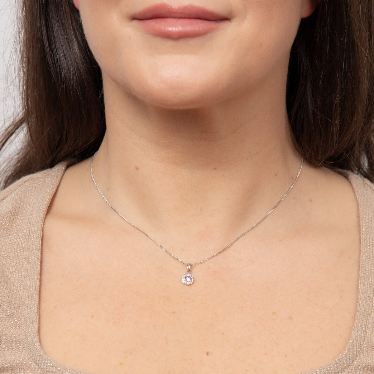 Pink Sapphire and Diamond Cluster Pendant in 9ct Gold | Gecko Jewellery