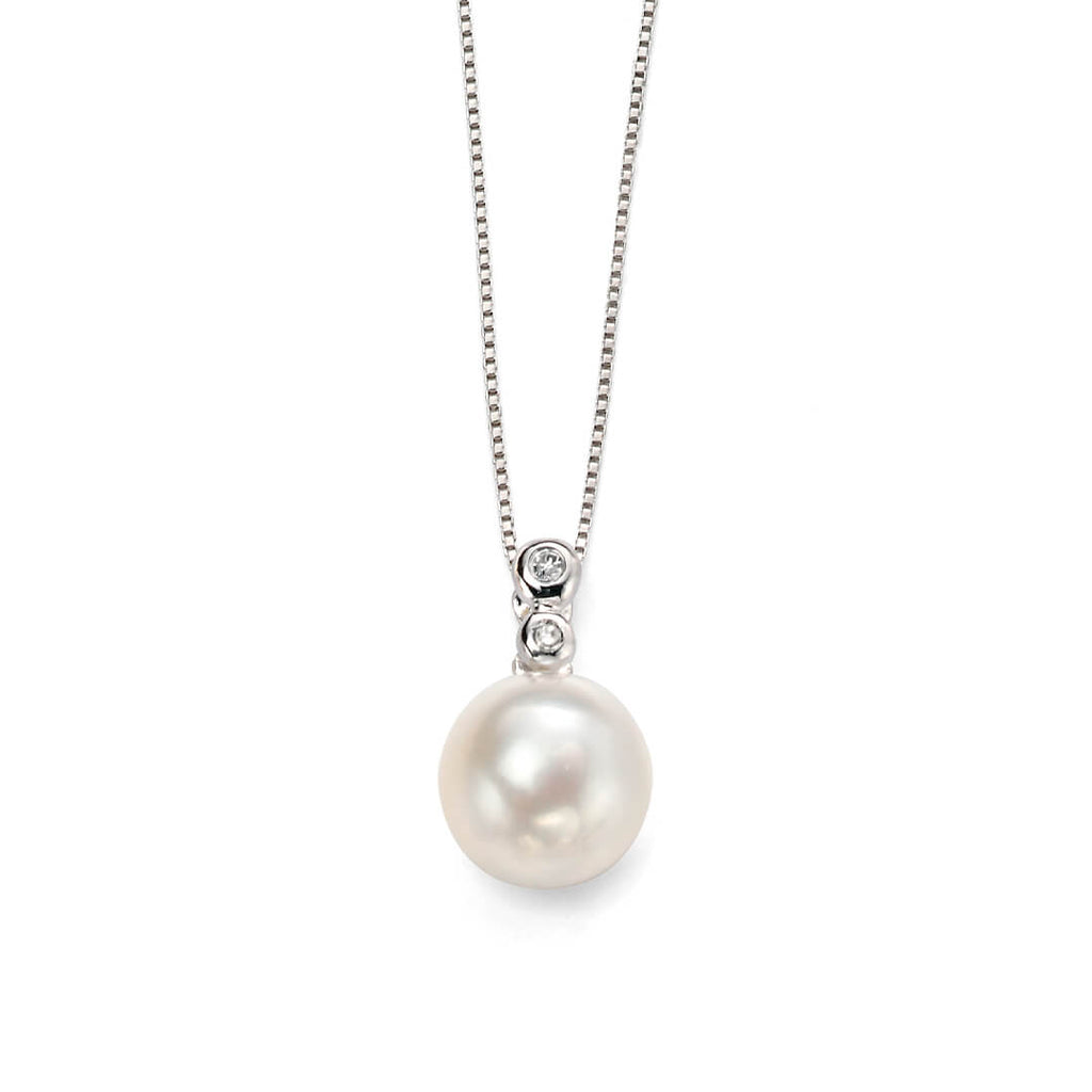 Gecko Jewellery 9ct Gold Freshwater Pearl and Diamond Bale Pendant