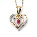 Gecko Jewellery Open Heart Pendant | Ruby and Diamond 9ct Yellow Gold