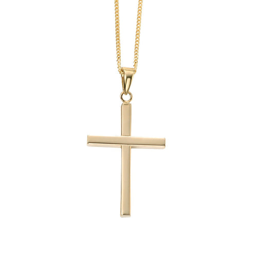 Gecko Jewellery 9ct Gold Large Cross Pendant with Polished Finish