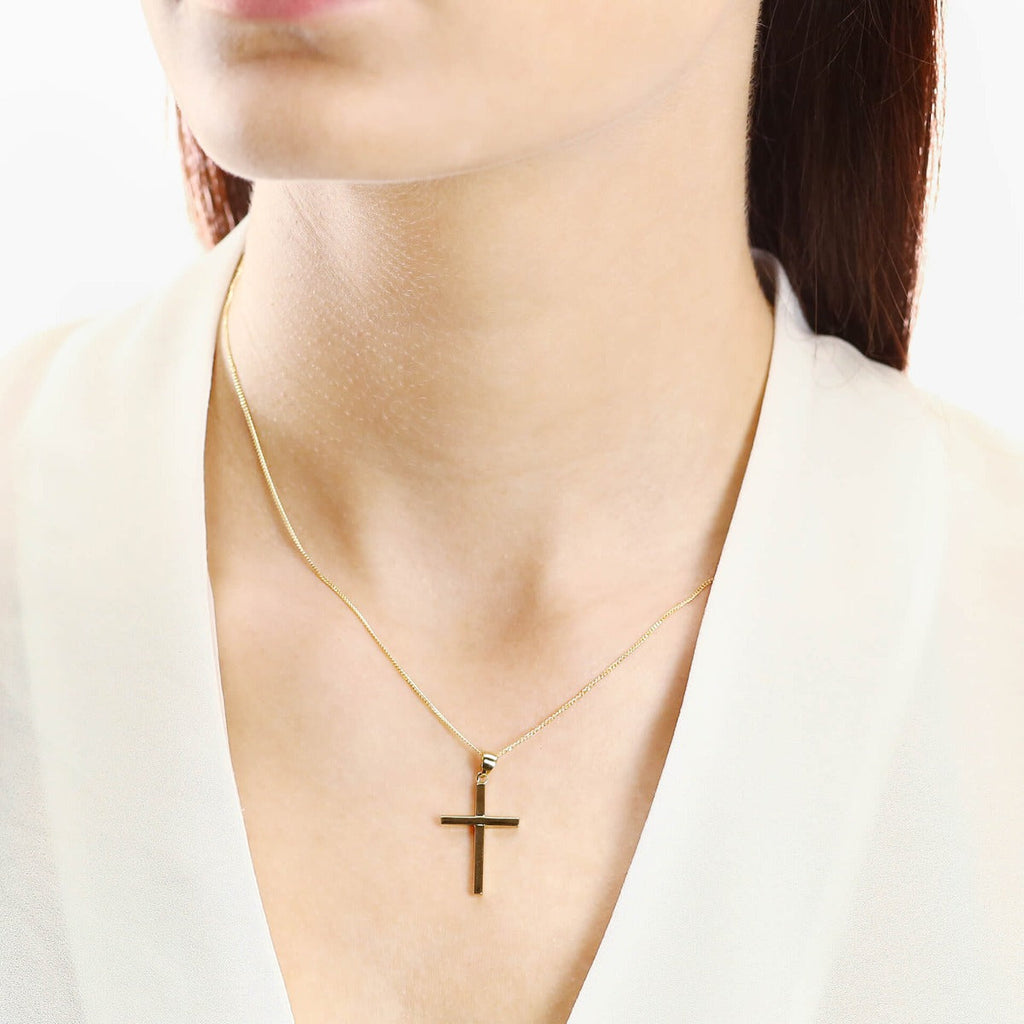 Gecko Jewellery 9ct Gold Large Cross Pendant with Polished Finish