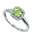 Gecko Jewellery Cushion Cut Peridot Ring with Diamonds in 9ct Gold