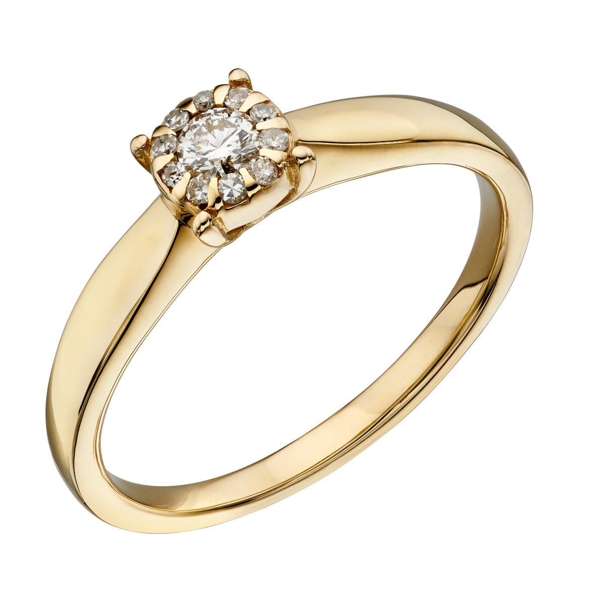 Diamond Cluster Ring in 9ct Gold by Gecko Jewellery Retail