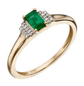 Gecko Jewellery Art Deco Emerald and Diamond Ring in 9ct Gold