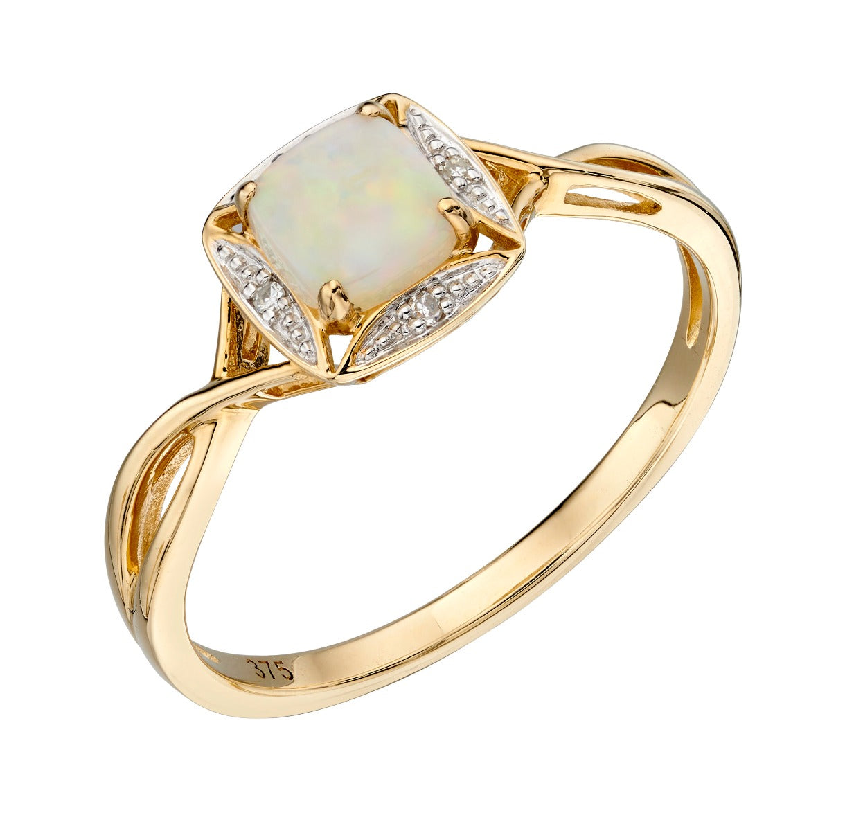 Gecko Jewellery 9ct Gold Semi-Precious Twist Ring with Diamonds