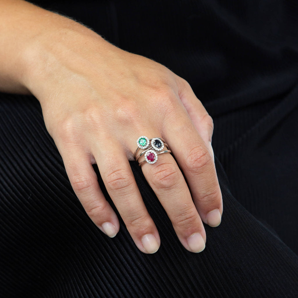 Gecko Jewellery 9ct Gold Precious Stone and Diamond Cluster Ring