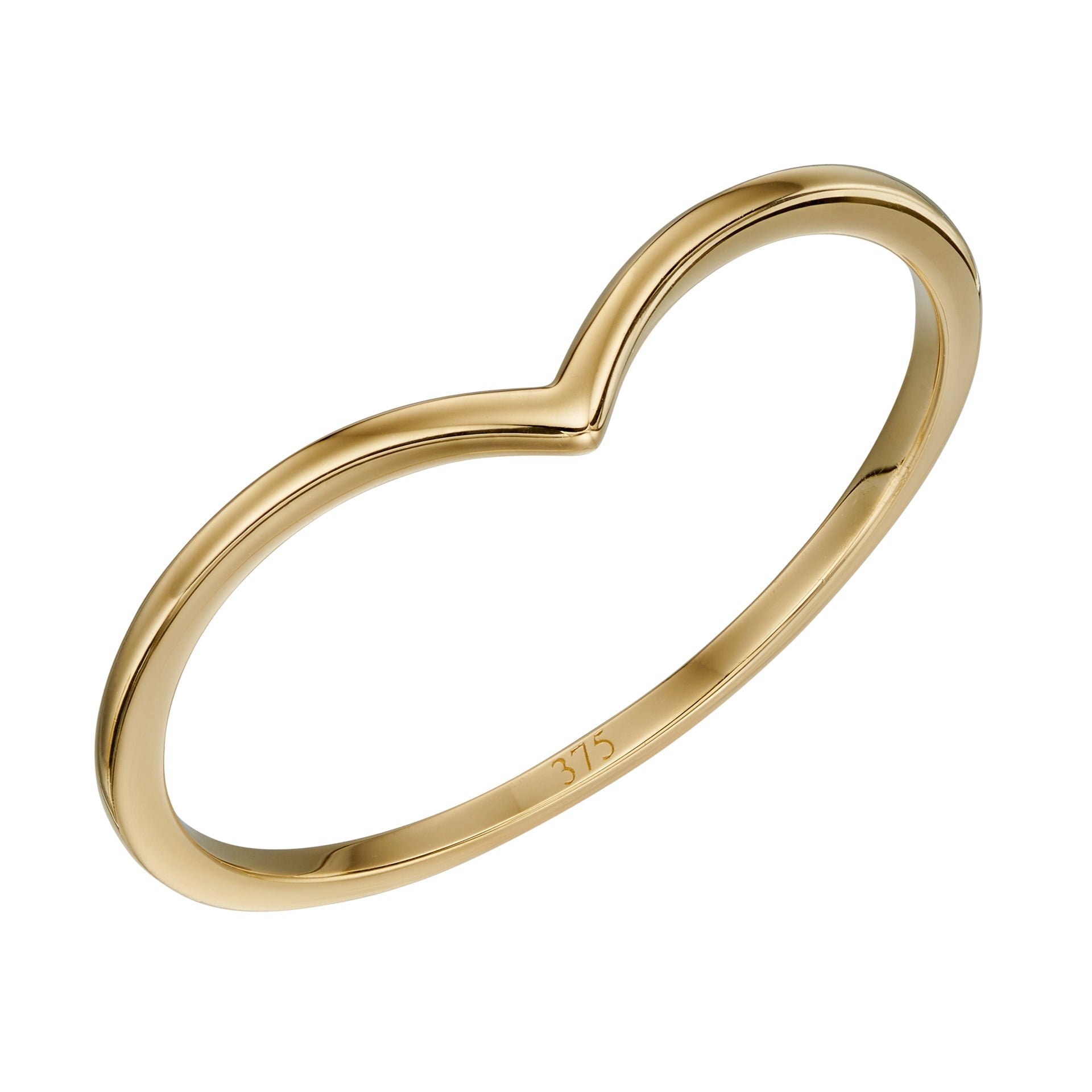 Gecko Jewellery V Shape Stacking Ring – 9ct Gold Band for Women