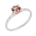 Gecko Asscher Cut Morganite and Diamond Ring in 9ct White Gold