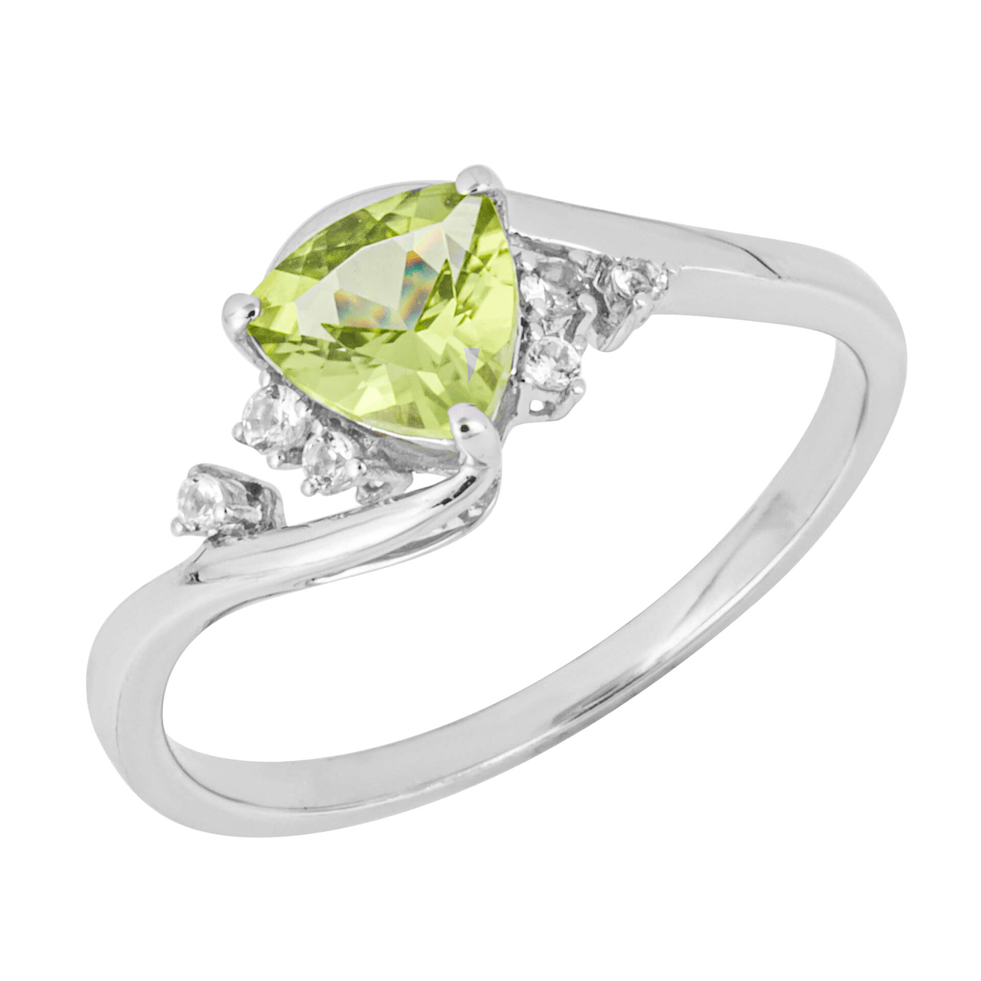 Gecko Jewellery Trillion Cut Semi-Precious & White Topaz 9ct Gold Ring