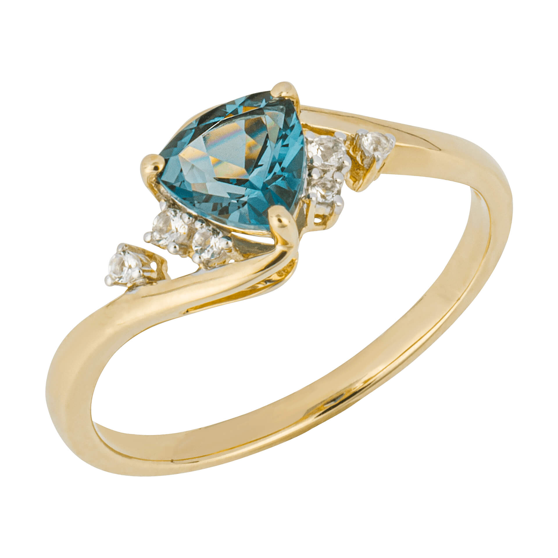 Gecko Jewellery Trillion Cut Semi-Precious & White Topaz 9ct Gold Ring