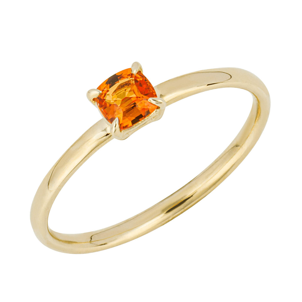 Gecko Jewellery 9ct Yellow Gold Cushion Cut Orange Sapphire Ring