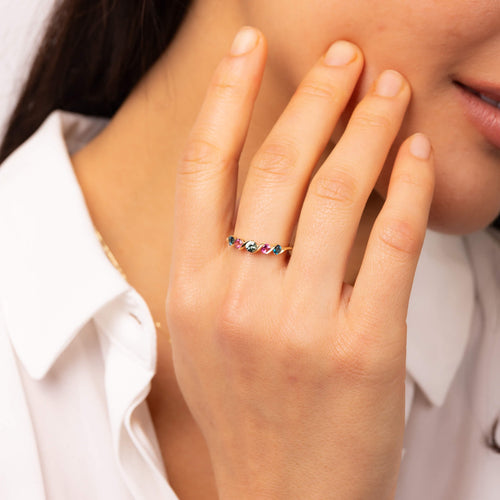 Gecko Jewellery Amalfi Three Colour Twist Ring – Sapphire & Topaz