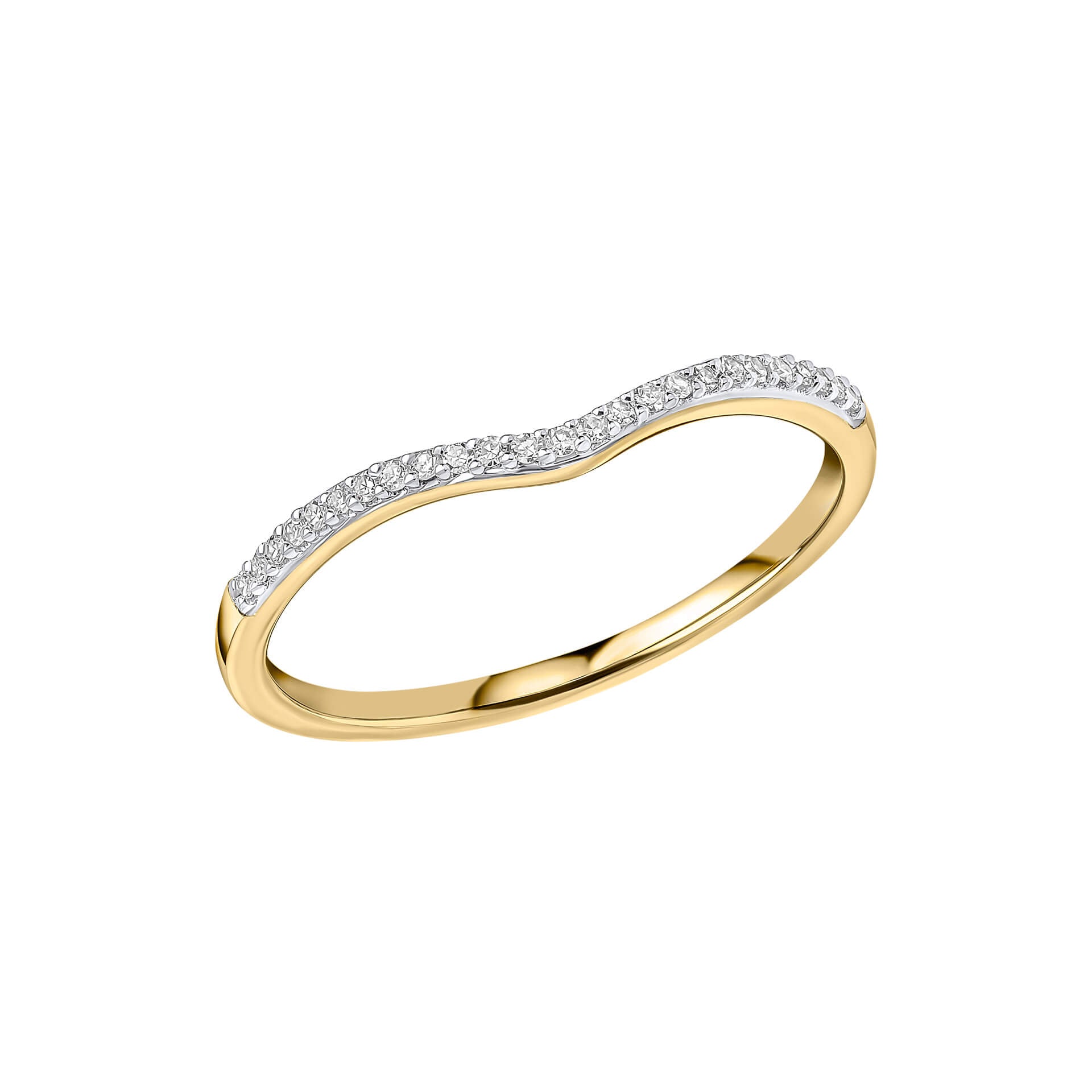 Gecko Jewellery 9ct Yellow Gold Diamond V Shaped Wedding Ring
