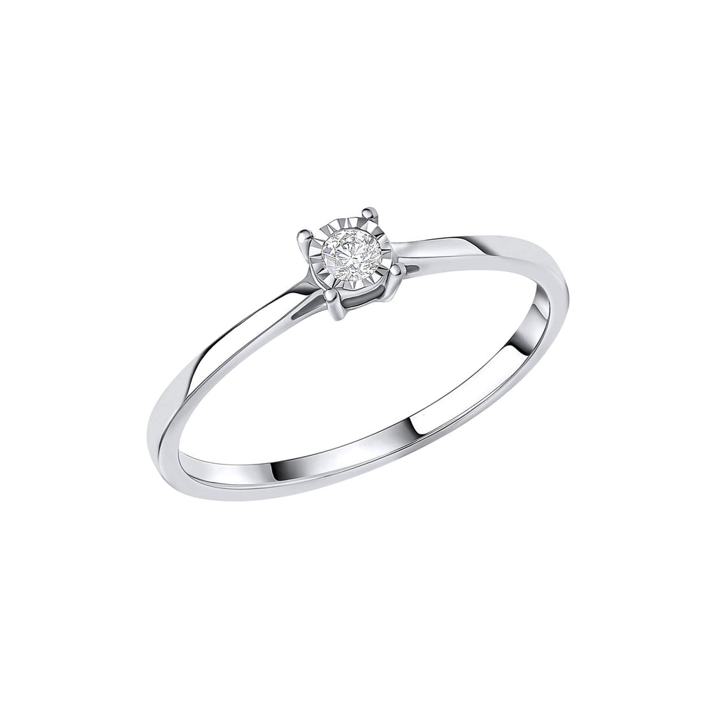 Mini Diamond Solitaire Ring in 9ct White Gold | Gecko Jewellery Retail